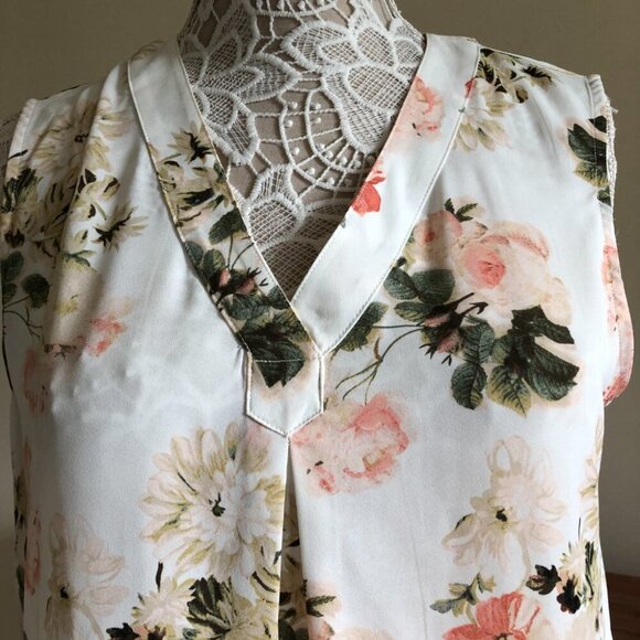 Floral Sleeveless Blouse Tank Top Spring Work - Picture 3 of 7